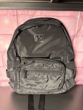 Badgley Mischka Black Nylon Backpack with Front Zip Pocket